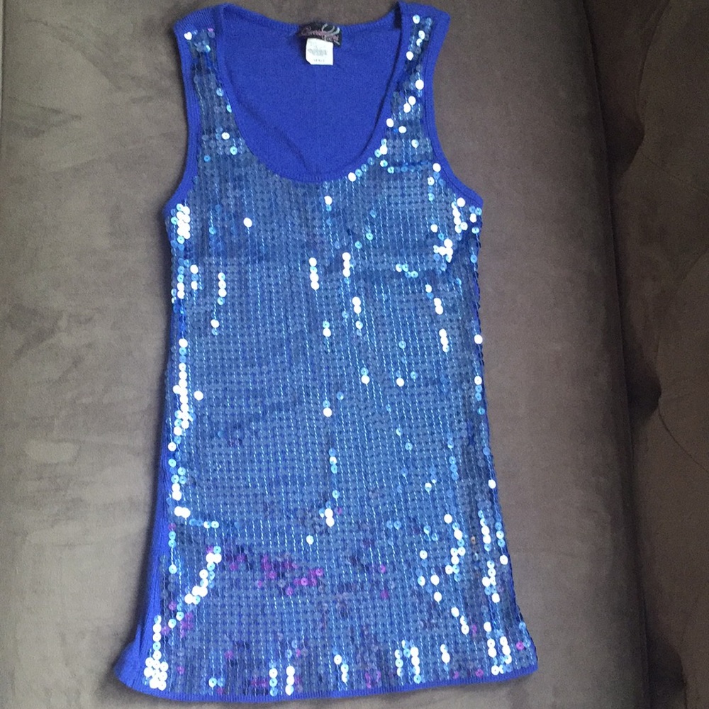 ⭐️2 for $10⭐️ Blue sequin ribbed tank top